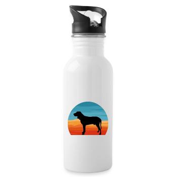 Bleu De Gascogne Grand Dog Silhouette Retro Sunset - Gourde avec paille intégrée - blanc - Droite