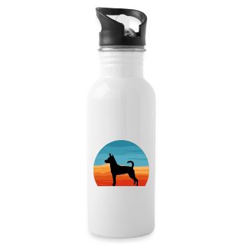 Decker Rat Terrier Dog Silhouette Retro Sunset - Gourde avec paille intégrée - blanc - Droite