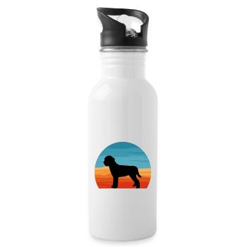 Lagotto Romagnolo Hund Liebe Silhouette Retro Sonnenuntergang - Trinkflasche mit integriertem Trinkhalm - Weiß - Rechts
