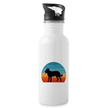 Cumberland Sheepdog Dog Silhouette Retro Sunset - Gourde avec paille intégrée - blanc - Droite