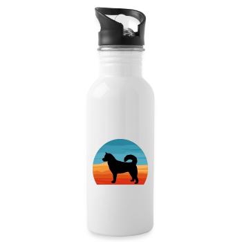 Sibérie orientale Laika Dog Silhouette Retro Sunset - Gourde avec paille intégrée - blanc - Droite