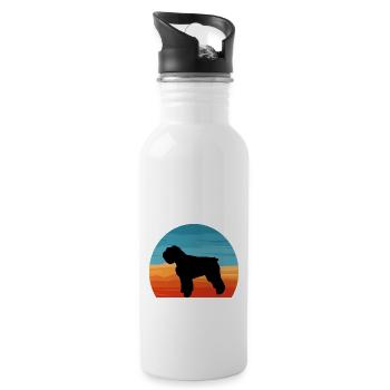 Bouvier Des Flandres Dog Silhouette Retro Sunset - Water bottle with straw - white - Right