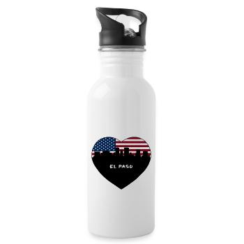 El Paso Texas USA Flagge Skyline Reise Souvenir - Trinkflasche mit integriertem Trinkhalm - Weiß - Rechts