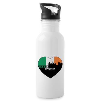 Limerick Irlande Drapeau Skyline Voyage Souvenir - Gourde avec paille intégrée - blanc - Droite