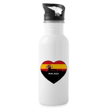 Malaga Espagne Flag Skyline Souvenir de voyage - Gourde avec paille intégrée - blanc - Droite