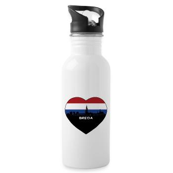 Breda Niederlande Flagge Skyline Reise Souvenir - Trinkflasche mit integriertem Trinkhalm - Weiß - Rechts