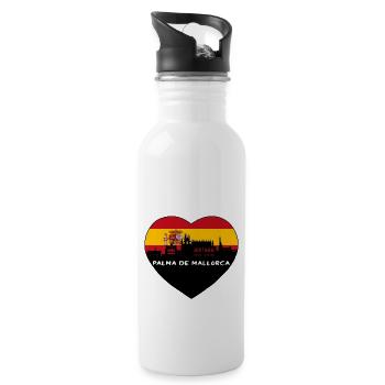Palma De Mallorca Spain Flag Skyline Travel Souven - Water bottle with straw - white - Right