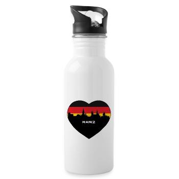 Mainz Deutschland Flagge Skyline Reise Souvenir - Trinkflasche mit integriertem Trinkhalm - Weiß - Rechts