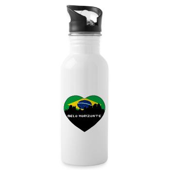 Belo Horizonte Brasilien Flagge Skyline Reise Souvenir - Trinkflasche mit integriertem Trinkhalm - Weiß - Rechts