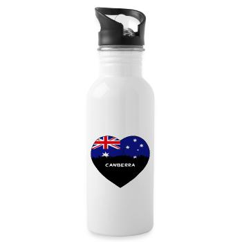 Canberra Australien Flagge Skyline Reise Souvenir - Trinkflasche mit integriertem Trinkhalm - Weiß - Rechts