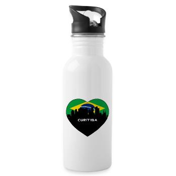 Curitiba Brasilien Flagge Skyline Reise Souvenir - Trinkflasche mit integriertem Trinkhalm - Weiß - Rechts