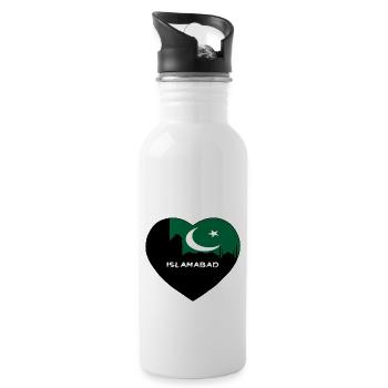 Islamabad Pakistan Flag Skyline Souvenir de voyage - Gourde avec paille intégrée - blanc - Droite