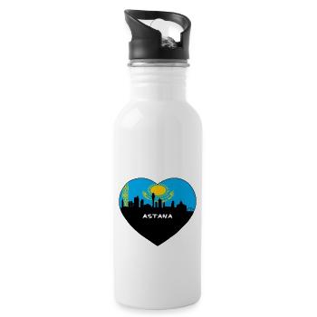 Astana Kasachstan Flagge Skyline Reise Souvenir - Trinkflasche mit integriertem Trinkhalm - Weiß - Rechts