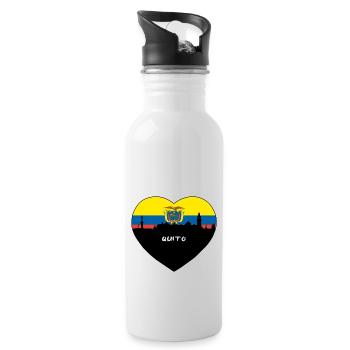 Quito Equador Flagge Skyline Reise Souvenir - Trinkflasche mit integriertem Trinkhalm - Weiß - Rechts
