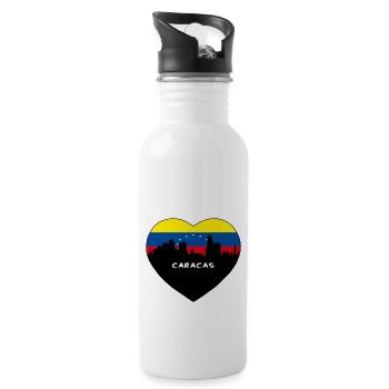 Caracas Venezuela Flag Skyline Souvenir de voyage - Gourde avec paille intégrée - blanc - Droite