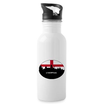 Liverpool Angleterre Flag Skyline Souvenir de voyage - Gourde avec paille intégrée - blanc - Droite