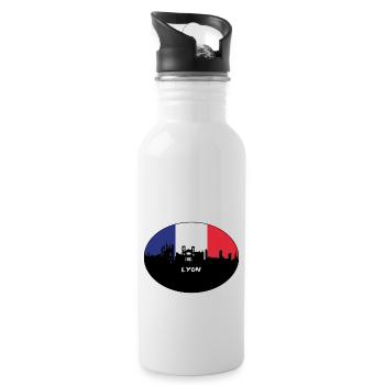 Lyon France Flag Skyline Souvenir de voyage - Gourde avec paille intégrée - blanc - Droite