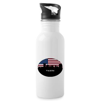 Toledo Ohio USA Flagge Skyline Reise Souvenir - Trinkflasche mit integriertem Trinkhalm - Weiß - Rechts