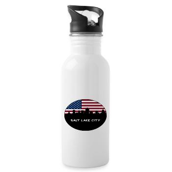 Salt Lake City Utah USA Flagge Skyline Reise Souven - Trinkflasche mit integriertem Trinkhalm - Weiß - Rechts