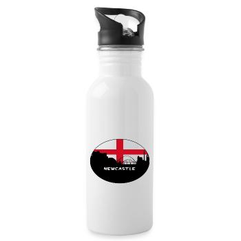 Newcastle England Flag Skyline Travel Souvenir - Water bottle with straw - white - Right