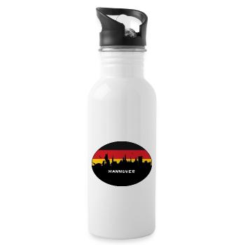 Hannover Deutschland Flagge Skyline Silhouette Travel - Trinkflasche mit integriertem Trinkhalm - Weiß - Rechts