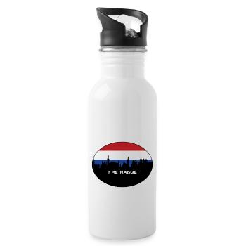 La Haye Pays-Bas Drapeau Skyline Silhouette Trav - Gourde avec paille intégrée - blanc - Droite
