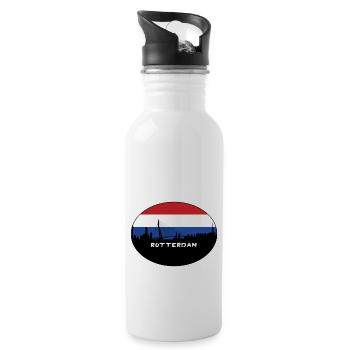 Rotterdam Pays-Bas Drapeau Skyline Silhouette Trav - Gourde avec paille intégrée - blanc - Droite