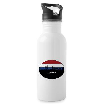 Almere Pays-Bas Flag Skyline Silhouette Voyage - Gourde avec paille intégrée - blanc - Droite