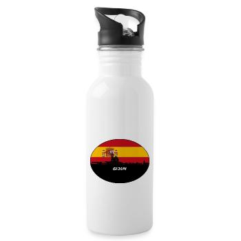 Gijon Espagne Drapeau Skyline Voyage Silhouette - Gourde avec paille intégrée - blanc - Droite