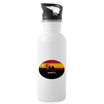 Murcia Spanien Flagge Skyline Silhouette Reisen - Trinkflasche mit integriertem Trinkhalm - Weiß - Rechts
