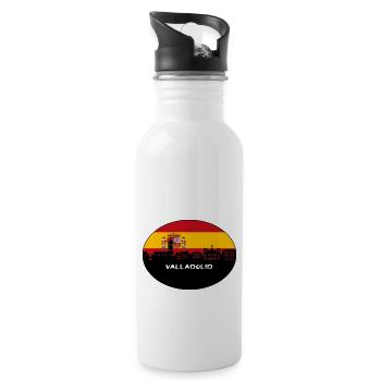 Valladolid Spain Flag Skyline Silhouette Travel - Water bottle with straw - white - Right