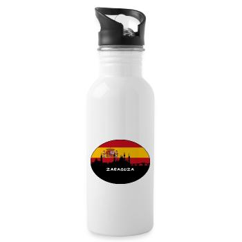 Saragosse Espagne Drapeau Skyline Silhouette Travel - Gourde avec paille intégrée - blanc - Droite