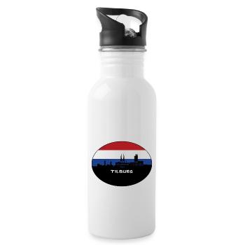 Tilburg Netherlands Flag Skyline Silhouette Travel - Water bottle with straw - white - Right