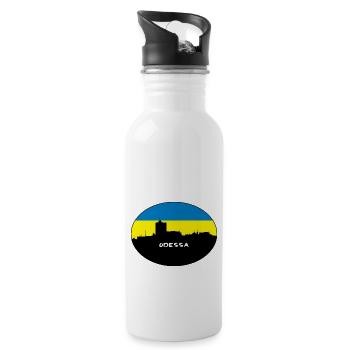 Odessa Ukraine Drapeau Skyline Voyage Silhouette - Gourde avec paille intégrée - blanc - Droite