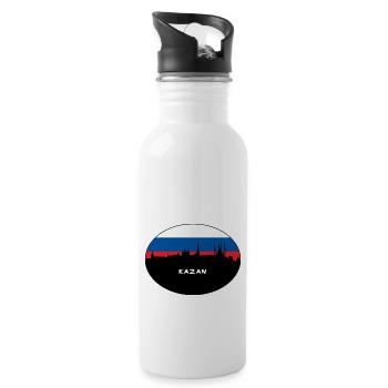 Kazan Russie Drapeau Skyline Silhouette Travel - Gourde avec paille intégrée - blanc - Droite