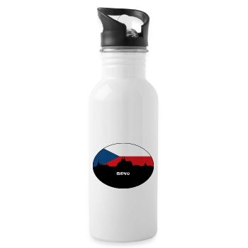 Brünn Tschechien Flagge Skyline Silhouette Reisen - Trinkflasche mit integriertem Trinkhalm - Weiß - Rechts