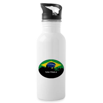 Sao Paulo Brasilien Flagge Skyline Silhouette Reisen - Trinkflasche mit integriertem Trinkhalm - Weiß - Rechts