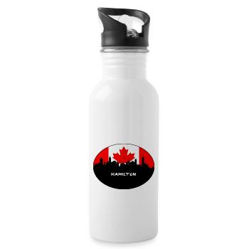 Hamilton Canada Drapeau Skyline Voyage Silhouette - Gourde avec paille intégrée - blanc - Droite