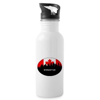 Edmonton Canada Drapeau Skyline Voyage Silhouette - Gourde avec paille intégrée - blanc - Droite