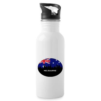 Melbourne-Australien-Flaggen-Skyline-Schattenbild-Reise - Trinkflasche mit integriertem Trinkhalm - Weiß - Rechts