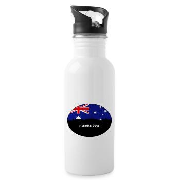 Canberra-Australien-Flaggen-Skyline-Schattenbild-Reise - Trinkflasche mit integriertem Trinkhalm - Weiß - Rechts