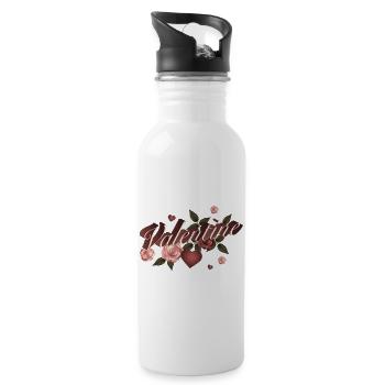 typographie magique de la Saint-Valentin avec des roses - Gourde avec paille intégrée - blanc - Droite