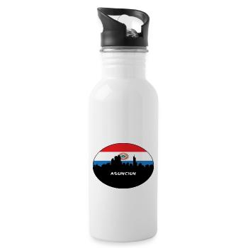 Asuncion Paraguay Flag Skyline Silhouette Travel - Water bottle with straw - white - Right