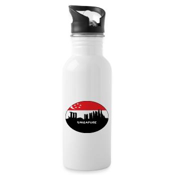 Singapur Singapur-Flaggen-Skyline-Schattenbild-Reise - Trinkflasche mit integriertem Trinkhalm - Weiß - Rechts