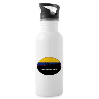 Barranquilla Colombie Drapeau Skyline Silhouette Trav - Gourde avec paille intégrée - blanc - Droite