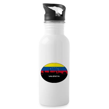 Valence Venezuela Drapeau Skyline Voyage Silhouette - Gourde avec paille intégrée - blanc - Droite