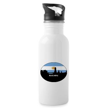 Rosario Argentine Drapeau Skyline Voyage Silhouette - Gourde avec paille intégrée - blanc - Droite