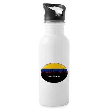 Medellin Kolumbien Flagge Skyline Silhouette Reisen - Trinkflasche mit integriertem Trinkhalm - Weiß - Rechts