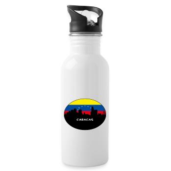 Caracas Venezuela Drapeau Skyline Silhouette Travel - Gourde avec paille intégrée - blanc - Droite