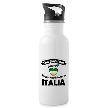 Das italienische Herz - Trinkflasche mit integriertem Trinkhalm - Weiß - Rechts
